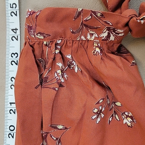 Wild Fable Burnt Orange V-Neck Bishop Sleeve Dress Size Medium NWT - Picture 8 of 9